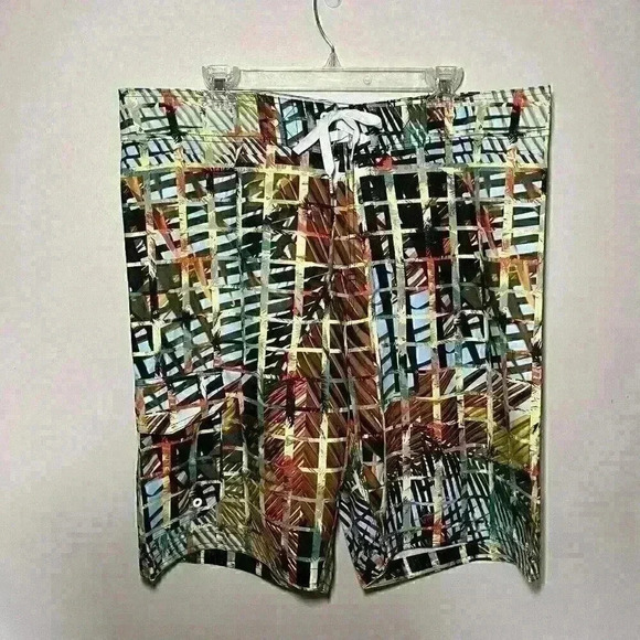 Bob Marley One Love Men’s Board Shorts Size 36 Rasta Swim Trunks - Picture 1 of 5